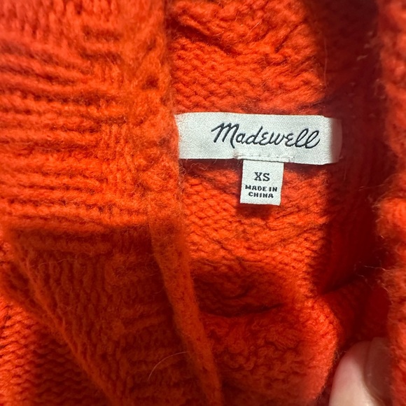 Madewell Women's Grenville Cableknit Mockneck Sweater Flame Orange Size XS - Picture 4 of 5